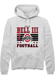 Phillip Bell III  Rally Ohio State Buckeyes Mens White Football NIL Striped Long Sleeve Hoodie