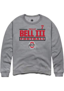 Phillip Bell III  Rally Ohio State Buckeyes Mens Graphite Football NIL Stacked Box Long Sleeve Cre..
