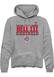Phillip Bell III  Rally Ohio State Buckeyes Mens Graphite Football NIL Stacked Box Long Sleeve Hoo..