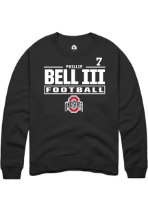 Phillip Bell III  Rally Ohio State Buckeyes Mens Black Football NIL Stacked Box Long Sleeve Crew S..