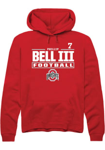 Phillip Bell III  Rally Ohio State Buckeyes Mens Red Football NIL Stacked Box Long Sleeve Hoodie