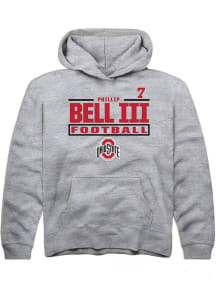 Phillip Bell III  Rally Ohio State Buckeyes Youth Grey NIL Stacked Box Long Sleeve Hoodie