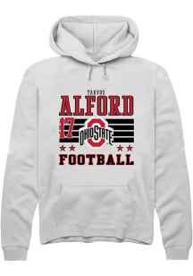 Tarvos Alford  Rally Ohio State Buckeyes Mens White Football NIL Striped Long Sleeve Hoodie
