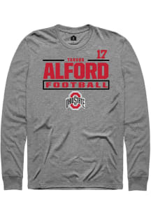 Tarvos Alford  Ohio State Buckeyes Graphite Rally Football NIL Stacked Box Long Sleeve T Shirt