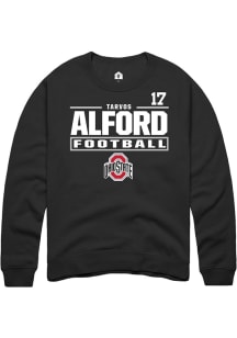 Tarvos Alford  Rally Ohio State Buckeyes Mens Black Football NIL Stacked Box Long Sleeve Crew Swea..