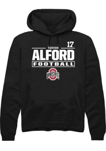 Tarvos Alford  Rally Ohio State Buckeyes Mens Black Football NIL Stacked Box Long Sleeve Hoodie