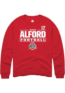 Tarvos Alford  Rally Ohio State Buckeyes Mens Red Football NIL Stacked Box Long Sleeve Crew Sweats..