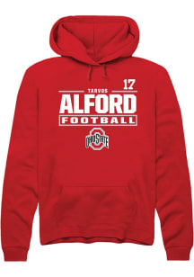 Tarvos Alford  Rally Ohio State Buckeyes Mens Red Football NIL Stacked Box Long Sleeve Hoodie
