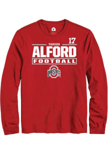 Tarvos Alford  Ohio State Buckeyes Red Rally Football NIL Stacked Box Long Sleeve T Shirt