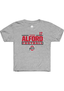 Tarvos Alford  Rally Ohio State Buckeyes Youth Grey NIL Stacked Box Short Sleeve T-Shirt