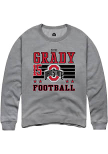 Zion Grady  Rally Ohio State Buckeyes Mens Grey Football NIL Striped Long Sleeve Crew Sweatshirt