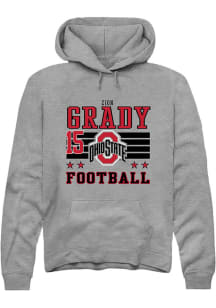 Zion Grady  Rally Ohio State Buckeyes Mens Grey Football NIL Striped Long Sleeve Hoodie