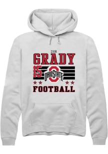 Zion Grady  Rally Ohio State Buckeyes Mens White Football NIL Striped Long Sleeve Hoodie