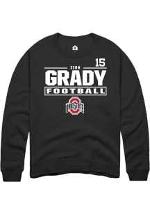 Zion Grady  Rally Ohio State Buckeyes Mens Black Football NIL Stacked Box Long Sleeve Crew Sweatsh..