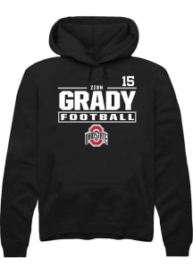 Zion Grady  Rally Ohio State Buckeyes Mens Black Football NIL Stacked Box Long Sleeve Hoodie