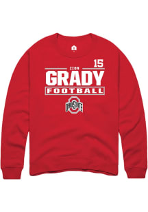 Zion Grady  Rally Ohio State Buckeyes Mens Red Football NIL Stacked Box Long Sleeve Crew Sweatshir..