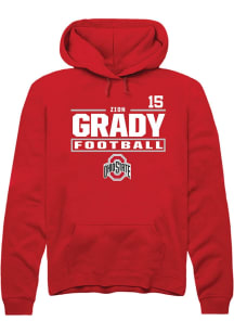 Zion Grady  Rally Ohio State Buckeyes Mens Red Football NIL Stacked Box Long Sleeve Hoodie