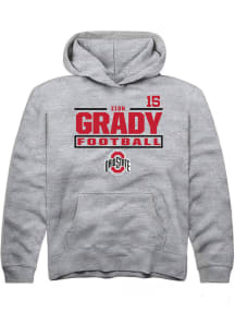 Zion Grady  Rally Ohio State Buckeyes Youth Grey NIL Stacked Box Long Sleeve Hoodie