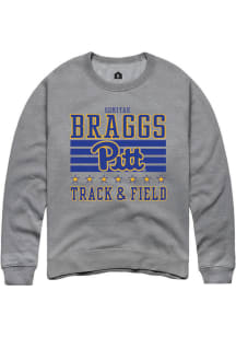 Somiyah Braggs  Rally Pitt Panthers Mens Grey NIL Striped Long Sleeve Crew Sweatshirt