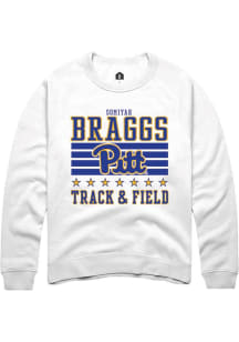 Somiyah Braggs  Rally Pitt Panthers Mens White NIL Striped Long Sleeve Crew Sweatshirt