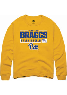 Somiyah Braggs  Rally Pitt Panthers Mens Gold NIL Stacked Box Long Sleeve Crew Sweatshirt