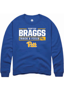 Somiyah Braggs  Rally Pitt Panthers Mens Blue NIL Stacked Box Long Sleeve Crew Sweatshirt