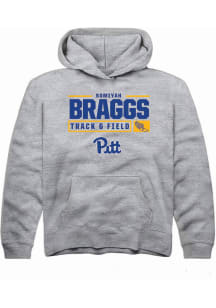Somiyah Braggs  Rally Pitt Panthers Youth Grey NIL Stacked Box Long Sleeve Hoodie
