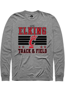 Seth Elking  Cincinnati Bearcats Grey Rally NIL Striped Long Sleeve T Shirt