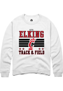 Seth Elking  Rally Cincinnati Bearcats Mens White NIL Striped Long Sleeve Crew Sweatshirt