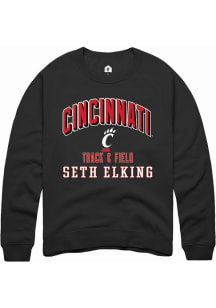 Seth Elking  Rally Cincinnati Bearcats Mens Black NIL Arch Logo Long Sleeve Crew Sweatshirt