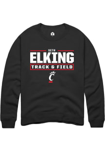 Seth Elking  Rally Cincinnati Bearcats Mens Black NIL Stacked Box Long Sleeve Crew Sweatshirt