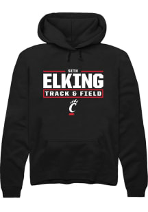 Seth Elking  Rally Cincinnati Bearcats Mens Black NIL Stacked Box Long Sleeve Hoodie