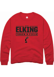 Seth Elking  Rally Cincinnati Bearcats Mens Red NIL Stacked Box Long Sleeve Crew Sweatshirt