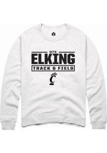 Seth Elking  Rally Cincinnati Bearcats Mens White NIL Stacked Box Long Sleeve Crew Sweatshirt