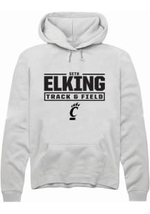 Seth Elking  Rally Cincinnati Bearcats Mens White NIL Stacked Box Long Sleeve Hoodie