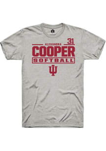 Alexandra cooper  Indiana Hoosiers Ash Rally NIL Stacked Box Short Sleeve T Shirt