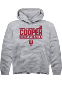 Alexandra cooper  Rally Indiana Hoosiers Youth Grey NIL Stacked Box Long Sleeve Hoodie