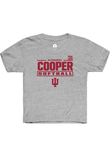 Alexandra cooper  Rally Indiana Hoosiers Youth Grey NIL Stacked Box Short Sleeve T-Shirt