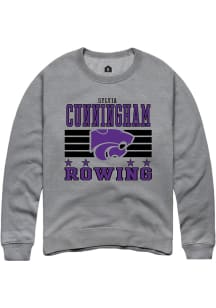 Sylvia Cunningham  Rally K-State Wildcats Mens Grey NIL Striped Long Sleeve Crew Sweatshirt