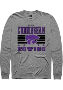 Sylvia Cunningham  K-State Wildcats Grey Rally NIL Striped Long Sleeve T Shirt