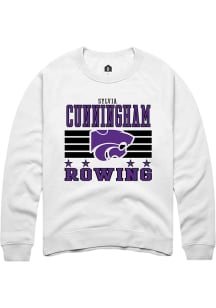 Sylvia Cunningham  Rally K-State Wildcats Mens White NIL Striped Long Sleeve Crew Sweatshirt