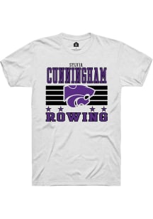 Sylvia Cunningham  K-State Wildcats White Rally NIL Striped Short Sleeve T Shirt