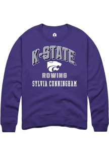 Sylvia Cunningham  Rally K-State Wildcats Mens Purple NIL Arch Logo Long Sleeve Crew Sweatshirt