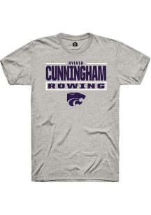 Sylvia Cunningham  K-State Wildcats Ash Rally NIL Stacked Box Short Sleeve T Shirt