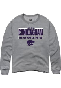 Sylvia Cunningham  Rally K-State Wildcats Mens Graphite NIL Stacked Box Long Sleeve Crew Sweatshir..
