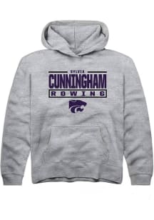 Sylvia Cunningham  Rally K-State Wildcats Youth Grey NIL Stacked Box Long Sleeve Hoodie