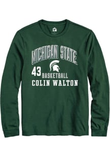 Colin Walton  Michigan State Spartans Green Rally NIL Arch Logo Long Sleeve T Shirt