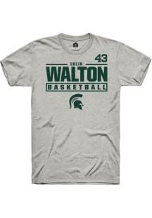 Colin Walton  Michigan State Spartans Ash Rally NIL Stacked Box Short Sleeve T Shirt