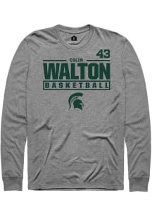 Colin Walton  Michigan State Spartans Graphite Rally NIL Stacked Box Long Sleeve T Shirt
