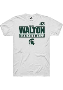 Colin Walton  Michigan State Spartans White Rally NIL Stacked Box Short Sleeve T Shirt
